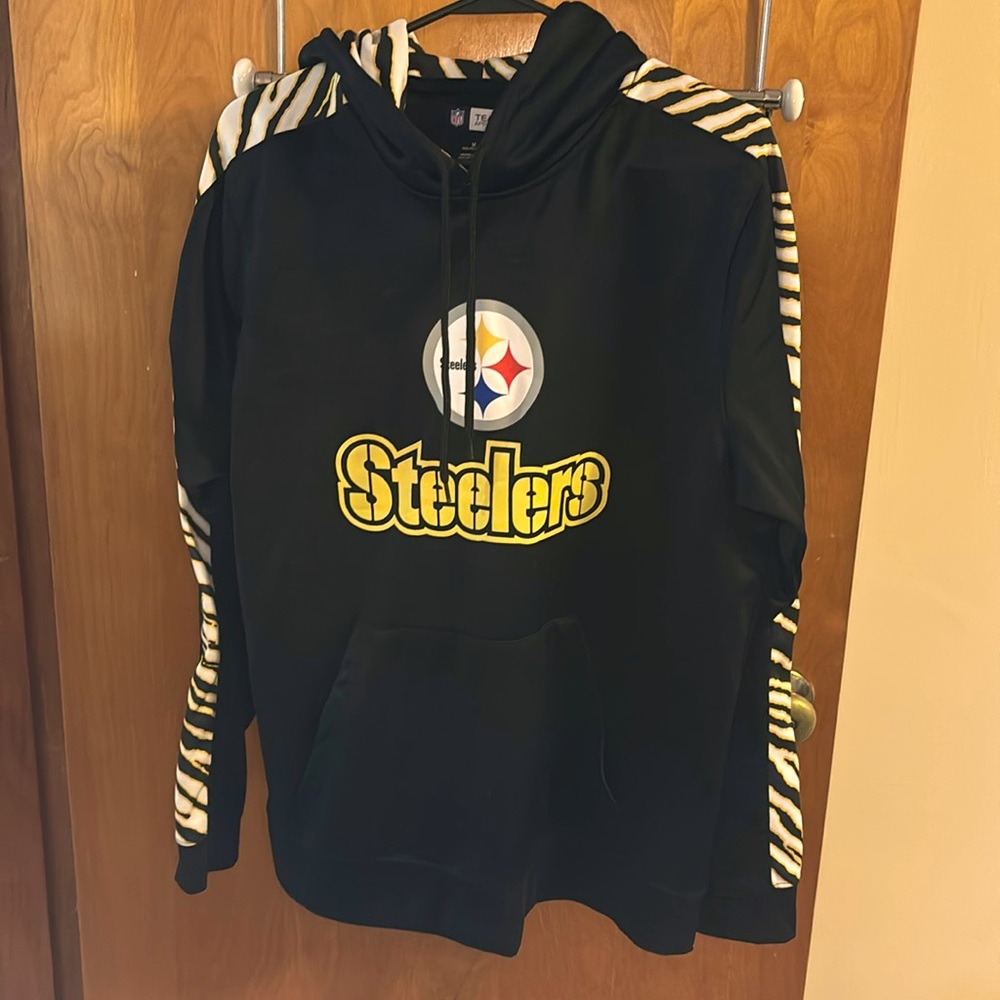 Pittsburgh Steelers Pull Over Hoodie. Black & Gold Zebra